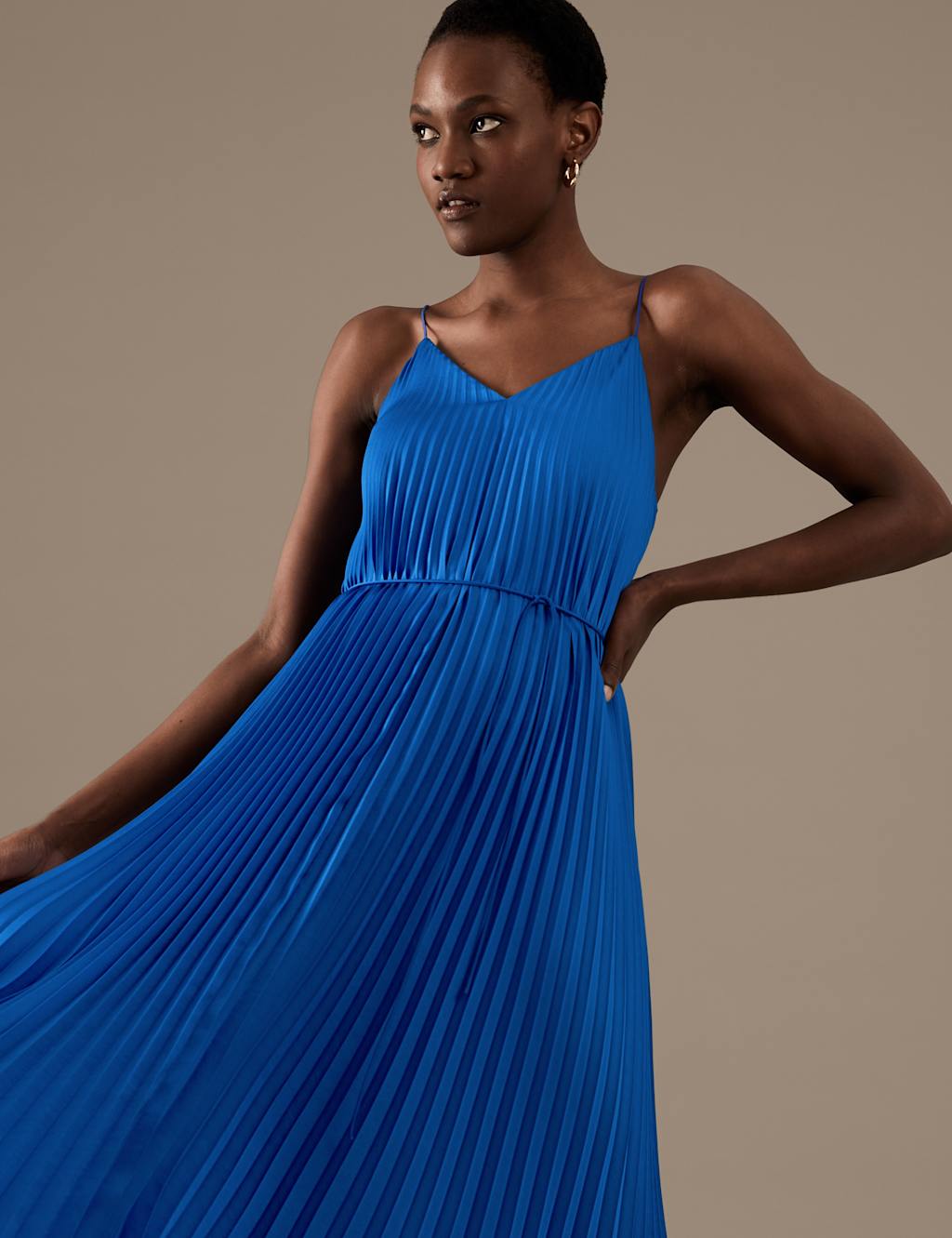 Plisse V-Neck Midi Slip Dress image 3