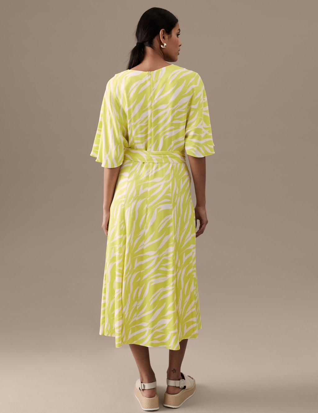 Printed V-Neck Midaxi Waisted Dress image 4