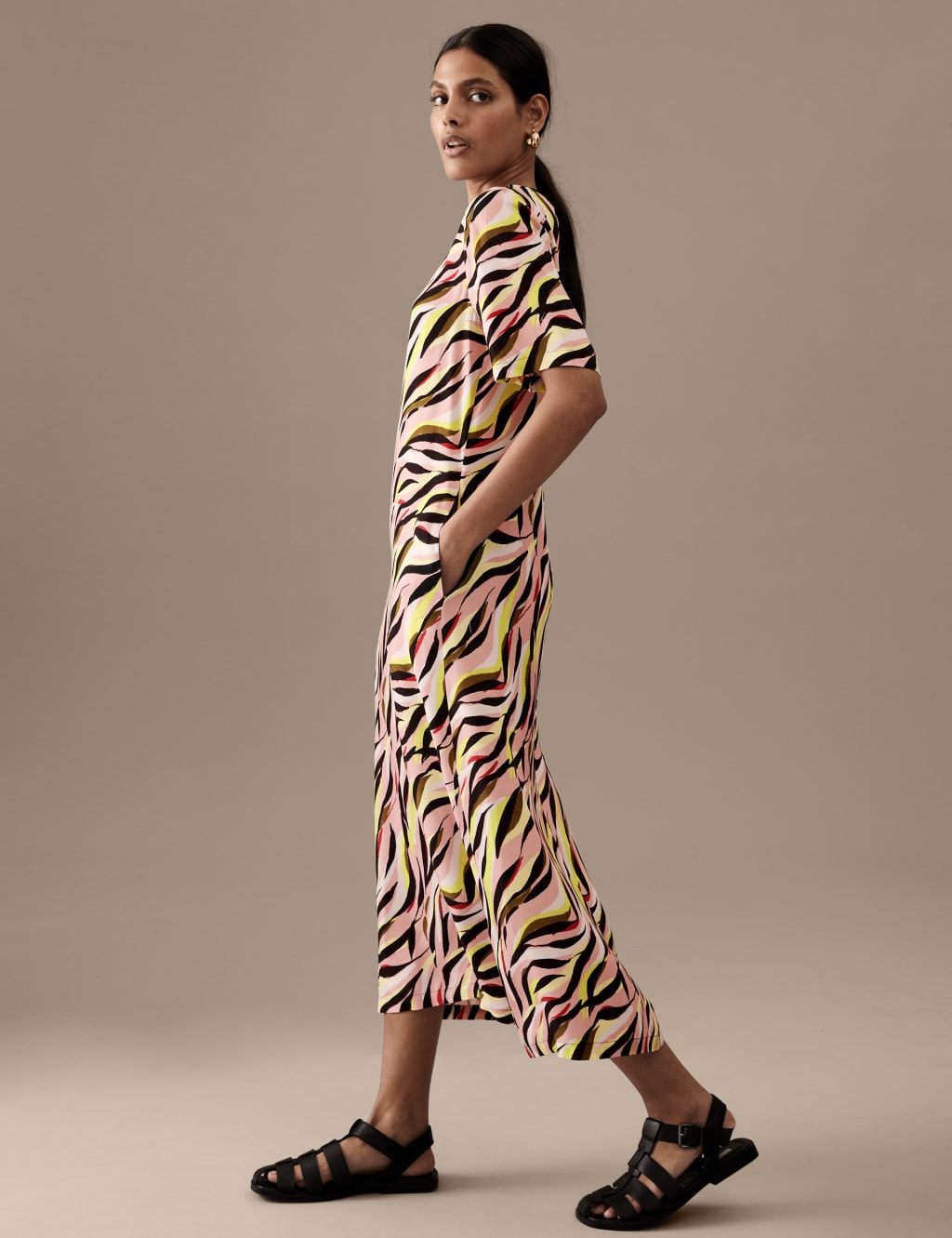 Cupro Rich Printed Midaxi T-Shirt Dress image 2