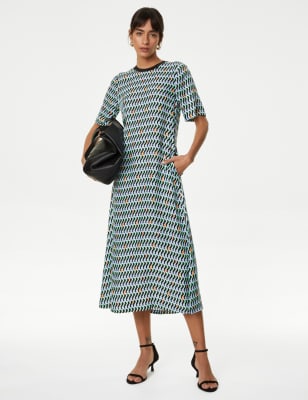 

Autograph Vestido estilo camiseta maxi a media pierna estampado de cuproWomens - Multi, Multi