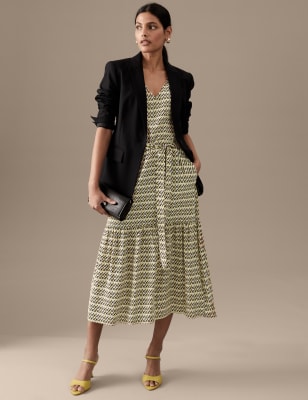 

Womens Autograph Gemustertes Midaxi-Trägerkleid aus reiner Seide mit V-Ausschnitt - Multi, Multi
