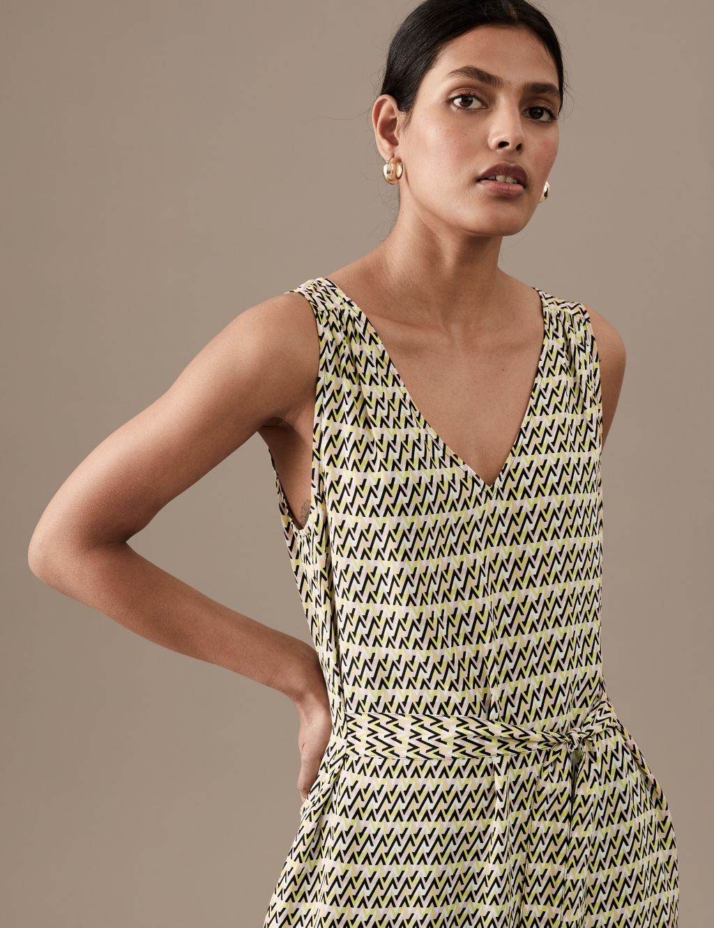 Pure Silk Printed V-Neck Midaxi Slip Dress image 3