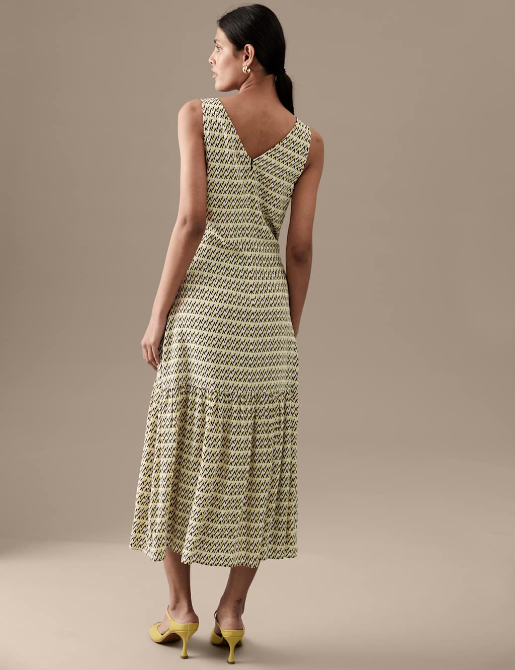 Pure Silk Printed V-Neck Midaxi Slip Dress image 4