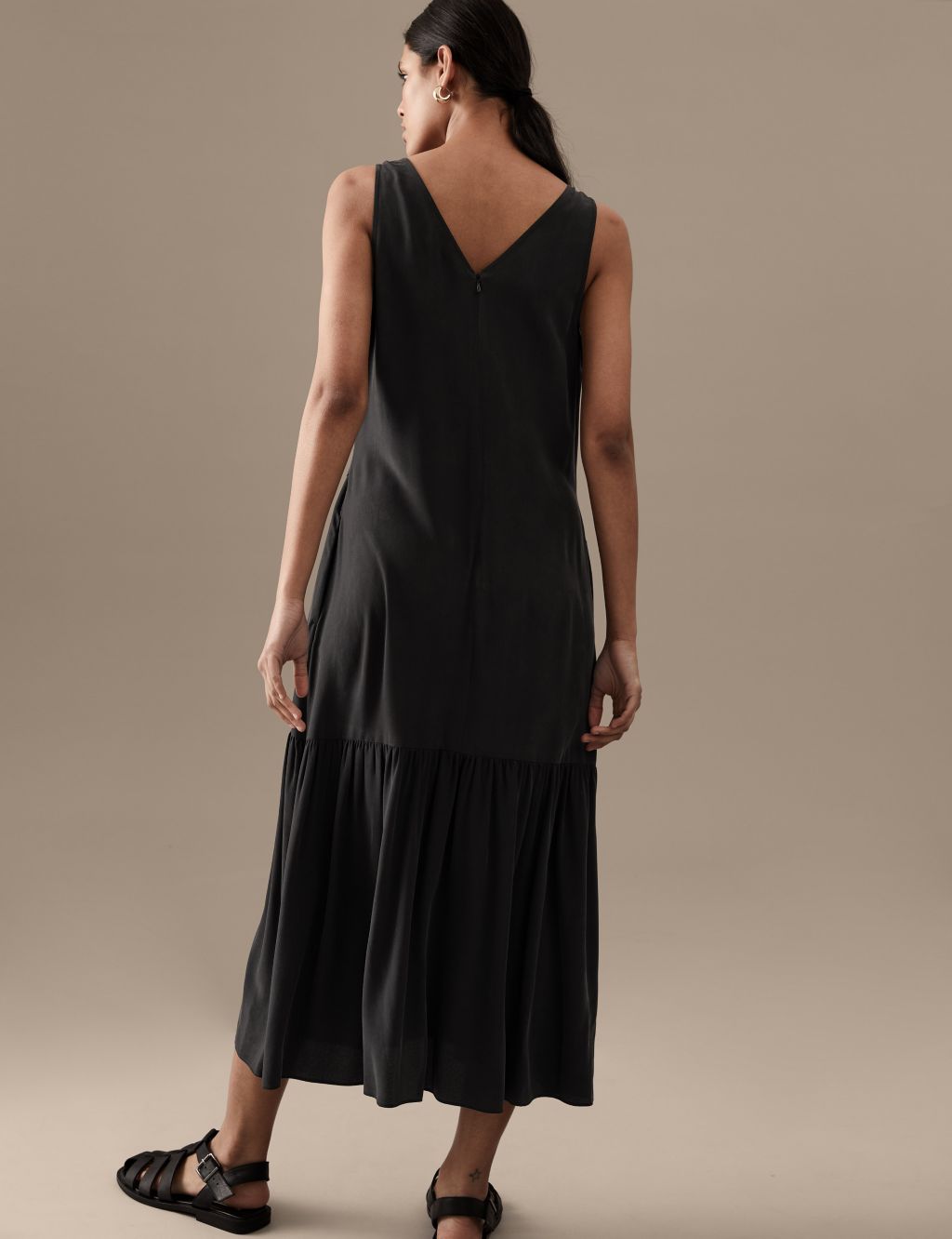 Pure Silk V-Neck Belted Midaxi Slip Dress image 5