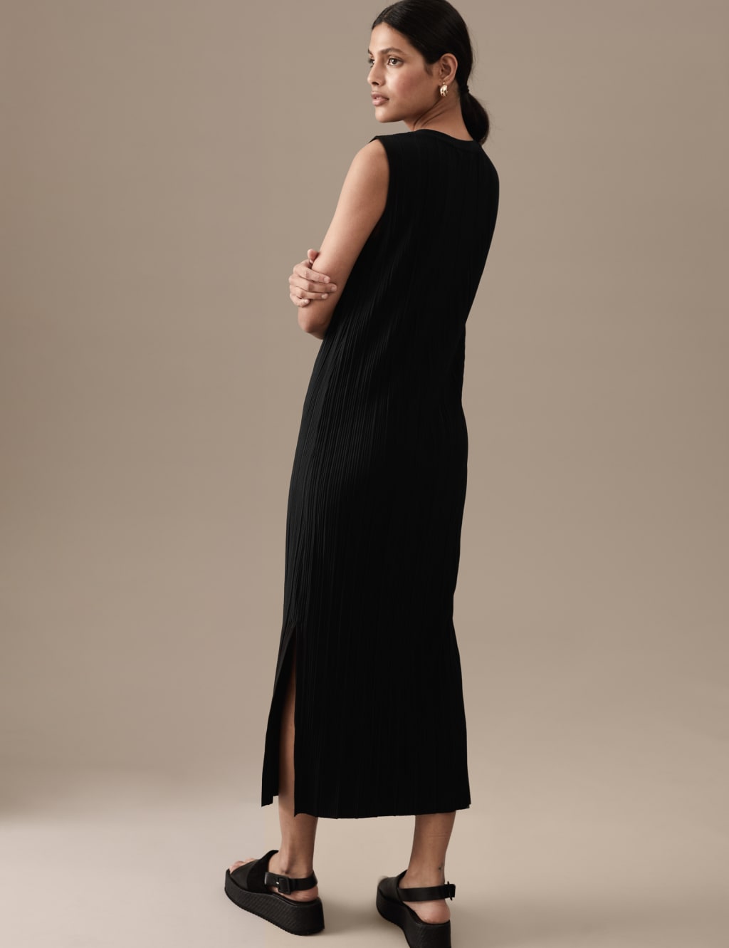 Jersey Plisse Midaxi Column Dress image 4