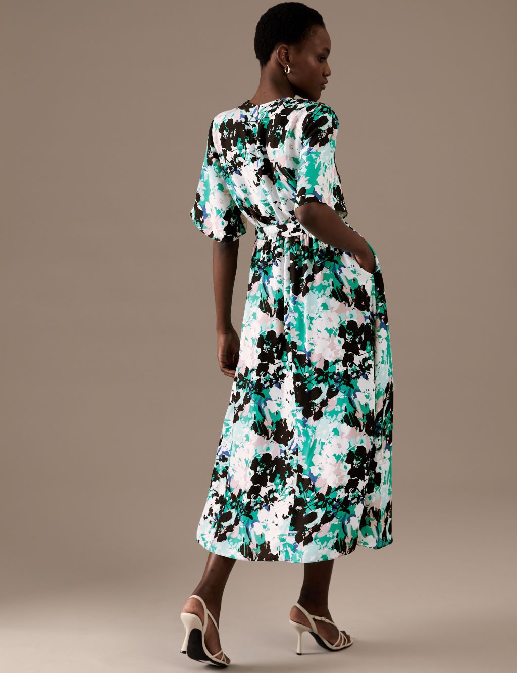 Cupro Rich Printed V-Neck Midaxi Wrap Dress image 5