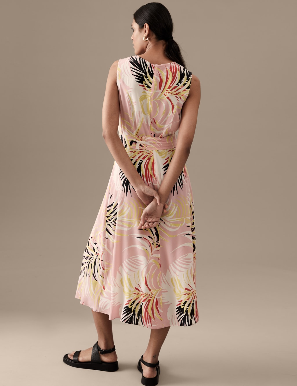 Pure Silk Printed Midi Shift Dress image 4