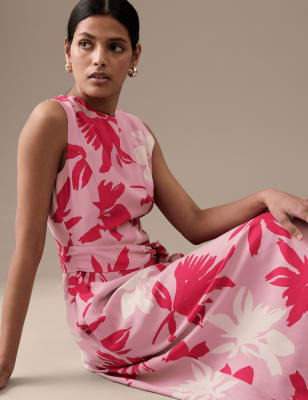 

Womens Autograph Printed Round Neck Midi Shift Dress - Pink Mix, Pink Mix