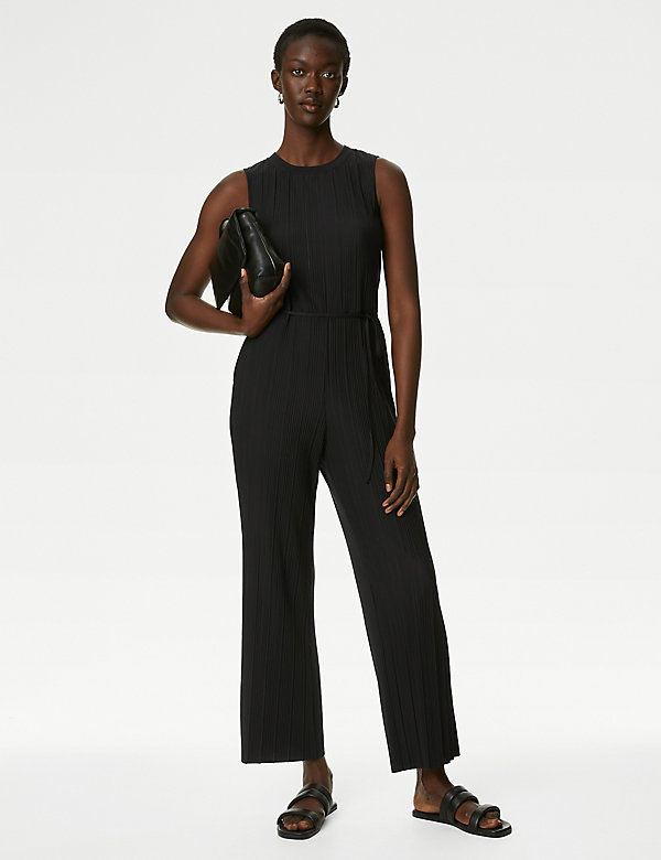 Jersey Belted Sleeveless Jumpsuit - AT