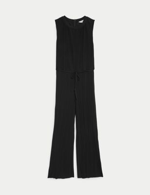 Jersey Belted Sleeveless Jumpsuit