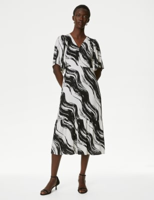 Printed V-Neck Midaxi Tiered Dress | Autograph | Mu0026S