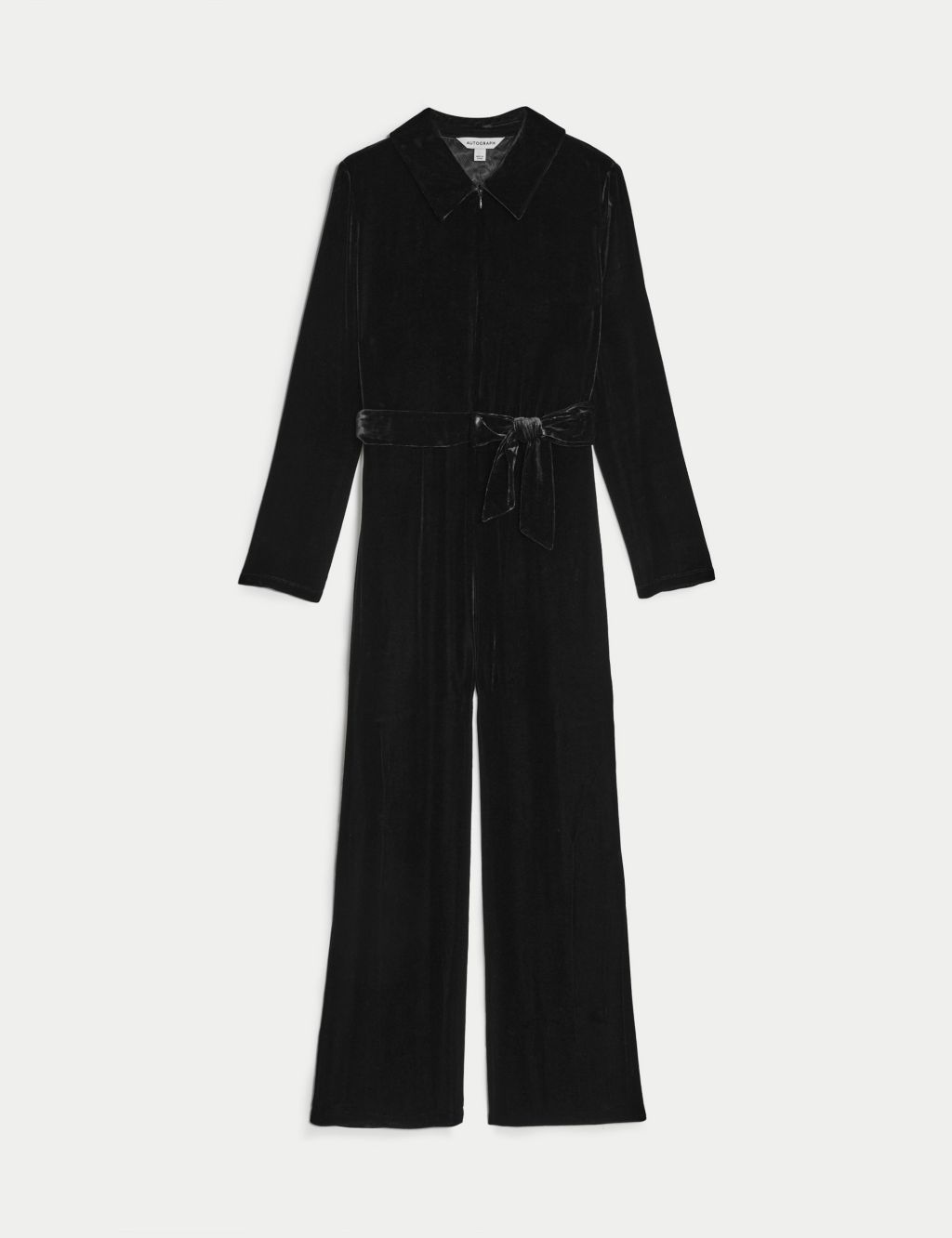 Velvet Belted Jumpsuit with Silk image 2