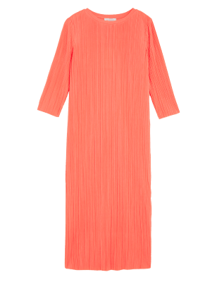 

Autograph Vestido columna maxi a media pierna plisado de puntoWomens - Bright Coral, Bright Coral