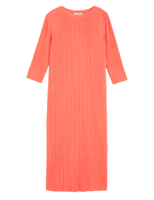 

Womens Autograph Jersey Plisse Midaxi Column Dress - Bright Coral, Bright Coral