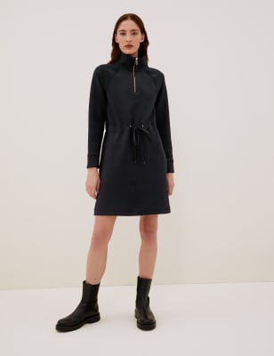 

Womens Autograph Funnel Neck Zip Up Midi Jumper Dress - Black, Black