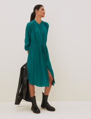 

Womens Autograph Midi-Shirtkleid mit Rundhalsausschnitt und Gürtel - Bottle Green, Bottle Green