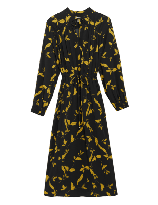 

Womens Autograph Tailliertes Maxikleid mit Gürtel und Blumenmuster - Gold Mix, Gold Mix