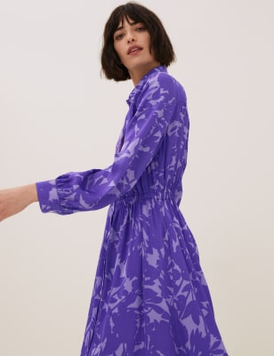 

Womens Autograph Satin Floral Midi Shirt Dress - Lilac Mix, Lilac Mix