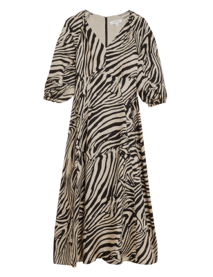 

Womens Autograph Animal Print Puff Sleeve Maxi Swing Dress - Black Mix, Black Mix