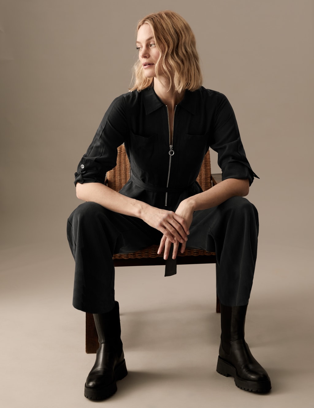 Pure Tencel™ Belted Wide Leg Jumpsuit image 1