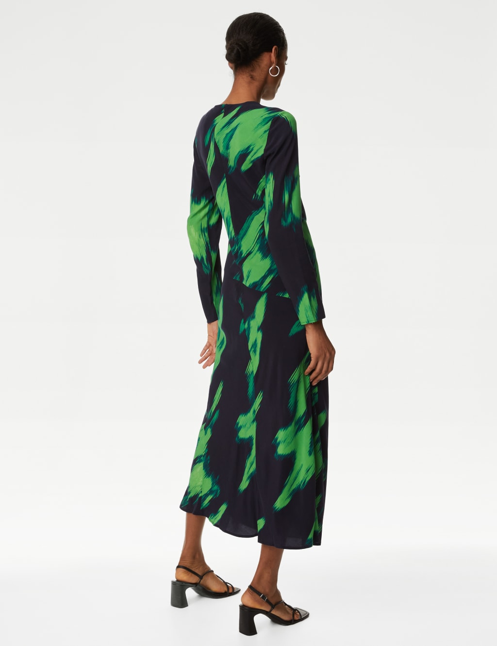 Cupro Rich Printed Midaxi Waisted Dress image 4