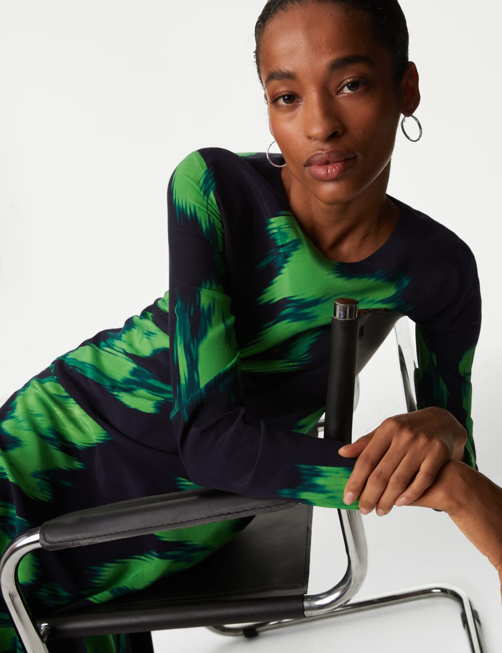 Cupro Rich Printed Midaxi Waisted Dress image 5