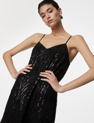 Sequin V-Neck Midaxi Cami Dress