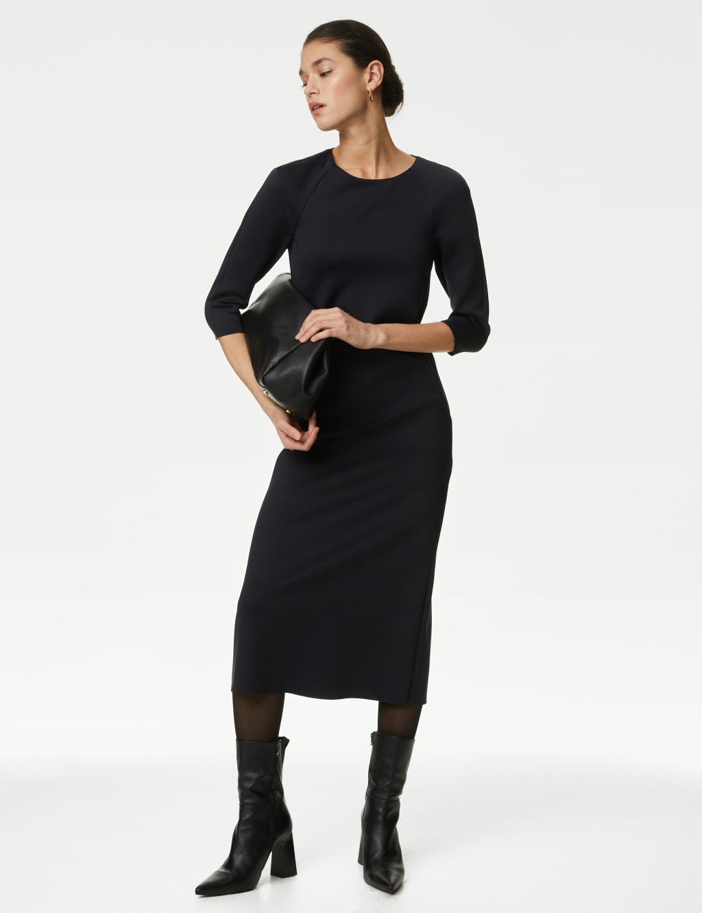 Jersey Round Neck Midi Column Dress image 1