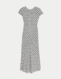 Cuprorijke getailleerde midaxi-jurk met print
