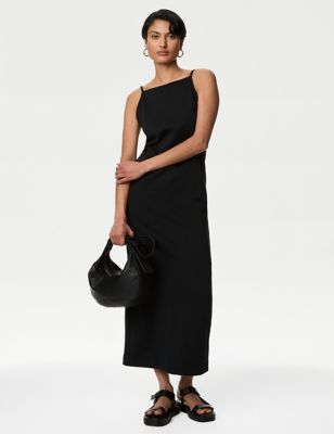 Autograph Women's Cotton Rich Square Neck Midaxi Dress - 10 - Black, Black