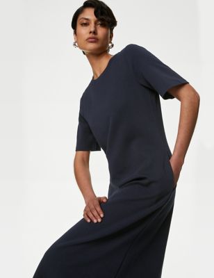 Cotton Rich Round Neck Midaxi T-Shirt Dress - FR