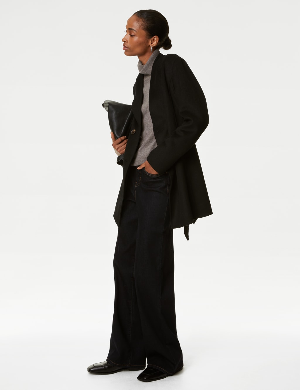 Wool Blend Belted Wrap Coat image 1