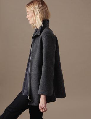Abrigo con chimenea y diseño espiga con lana | M&S ES