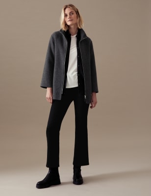 Wool Blend Herringbone Overcoat