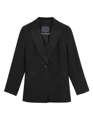 

Womens Autograph Single Breasted Tuxedo Blazer with Wool - Black, Black