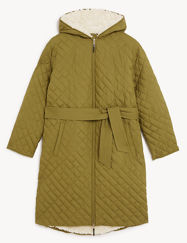 Quilted Hooded Belted Longline Raincoat - LT