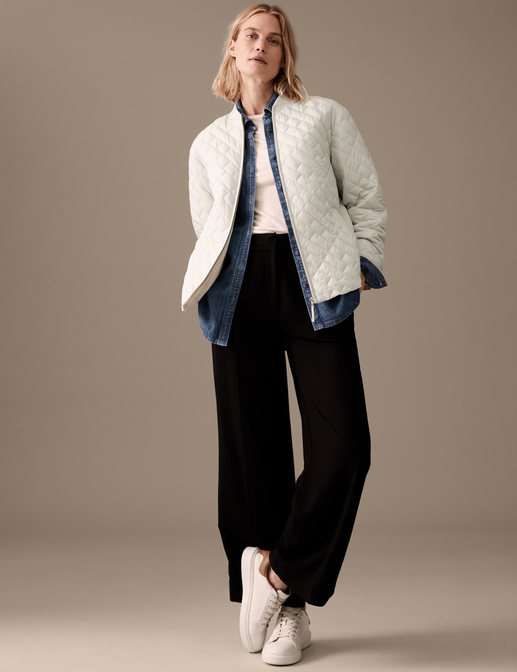 Quilted High Neck Bomber Jacket image 1