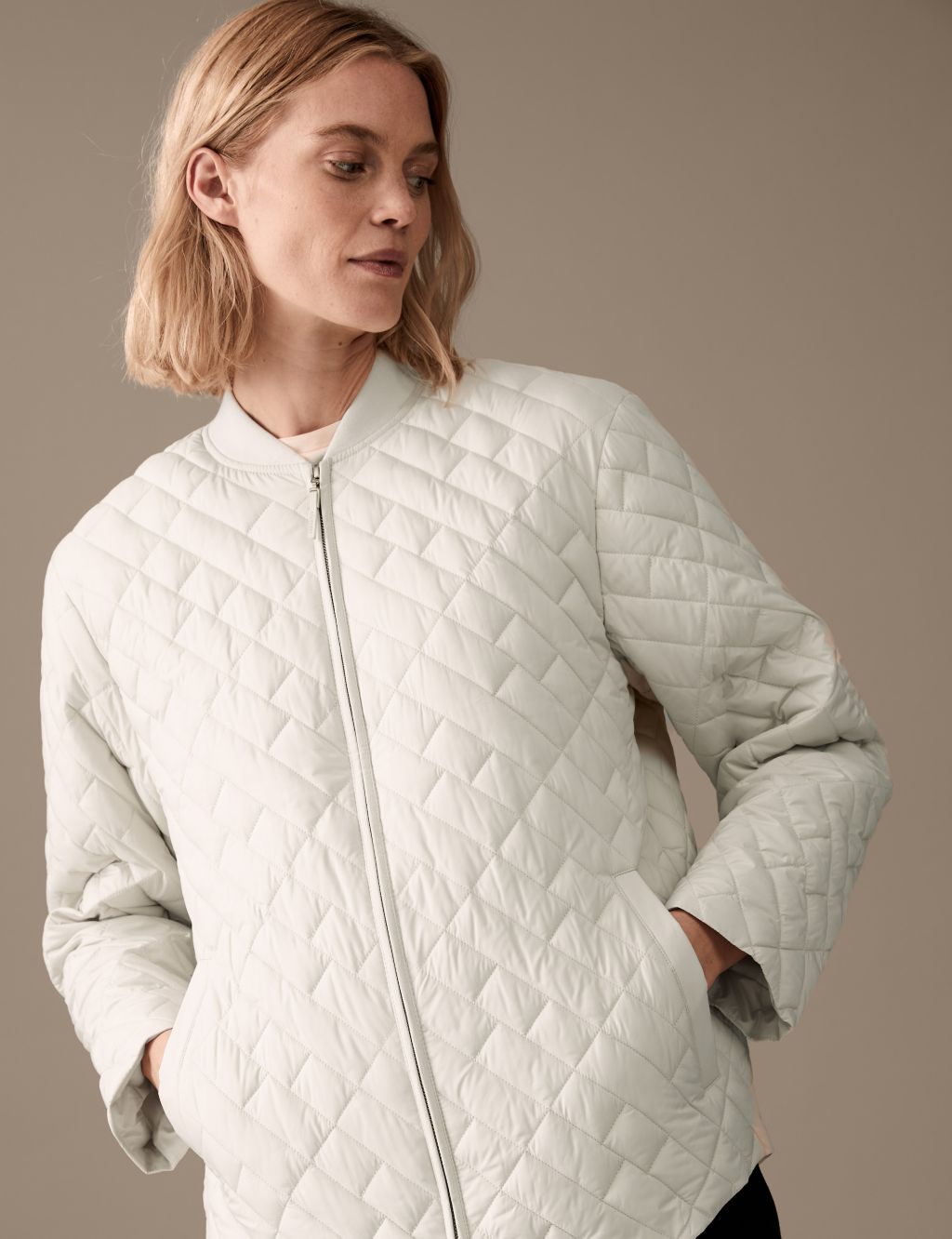 Quilted High Neck Bomber Jacket image 2