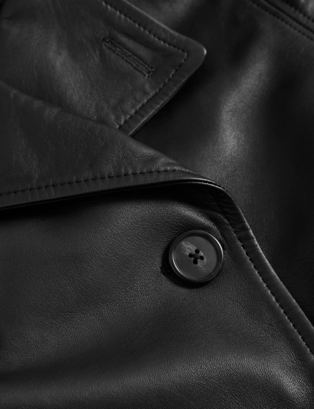 Leather Belted Cropped Trench Coat image 7