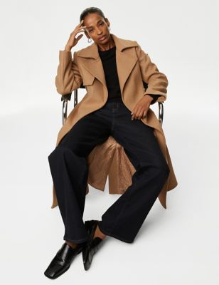 Wool Rich Belted Wrap Coat with Cashmere