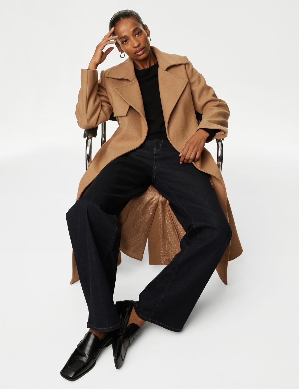 Wool Rich Belted Wrap Coat with Cashmere image 1