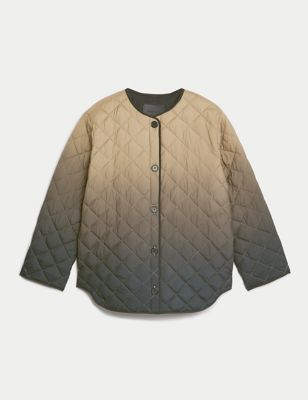 Ombre Quilted Collarless Jacket
