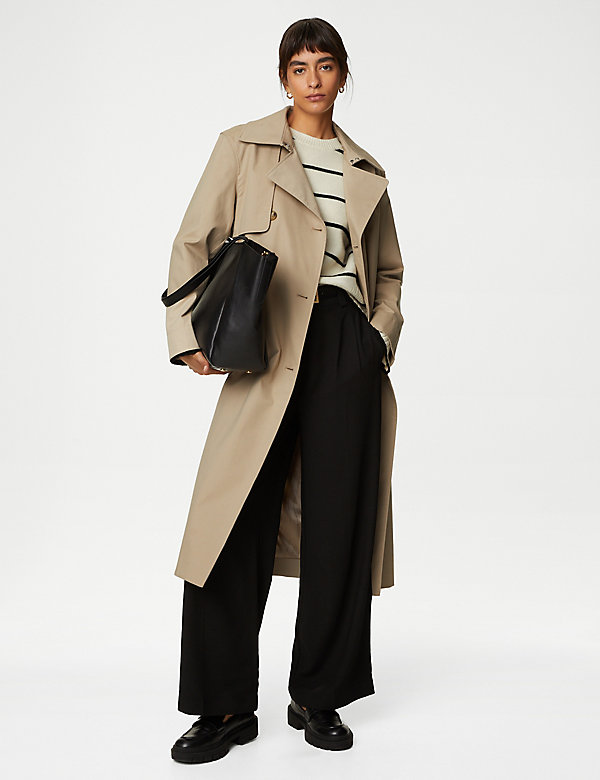 Cotton Rich Belted Longline Trench Coat - GR