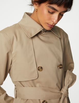 Women's Solid Peach Longline Trench Coat with Belt main image 1