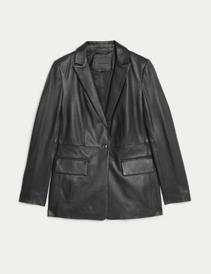 Leather Single Breasted Blazer