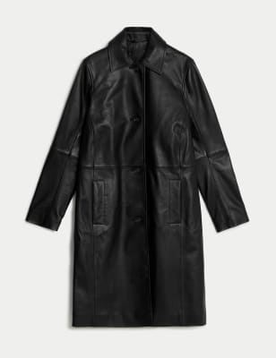 

Womens Autograph Leather Collared Car Coat - Black, Black