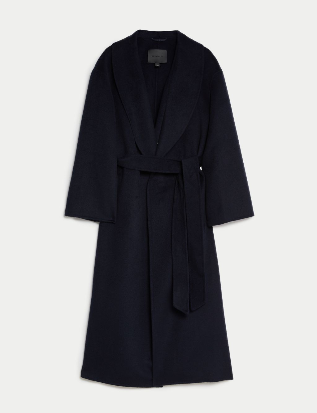 Wool Blend Belted Shawl Collar Wrap Coat image 2
