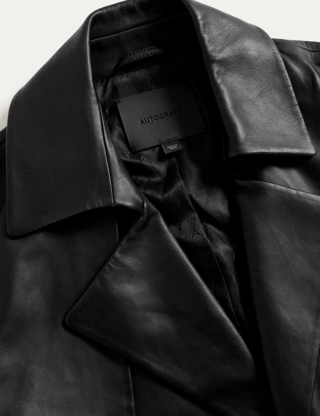 Leather Belted Collared Longline Trench Coat image 6