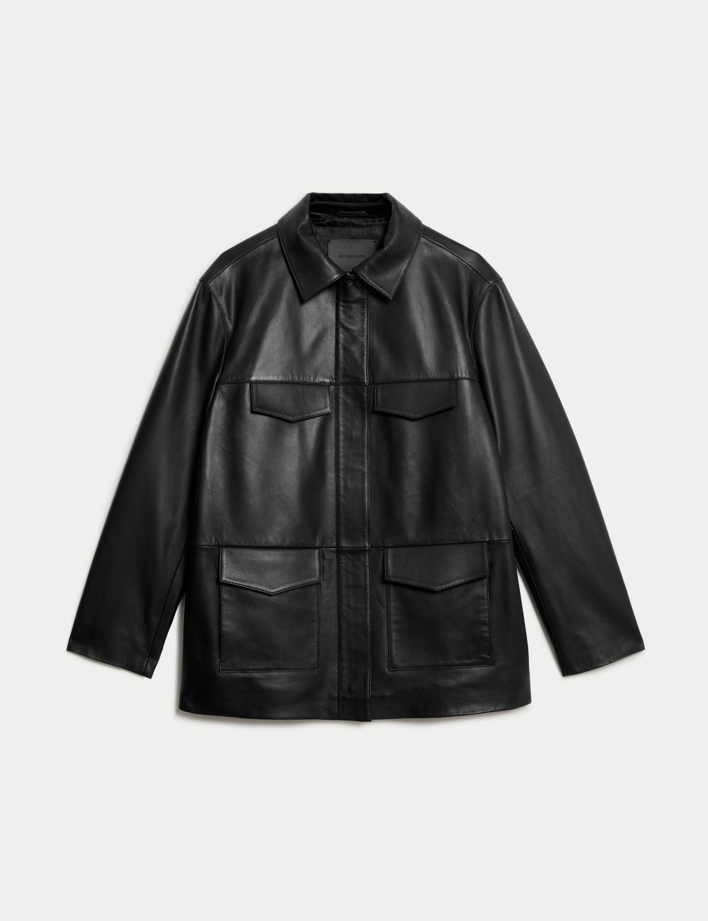 Leather Collared Utility Jacket image 1