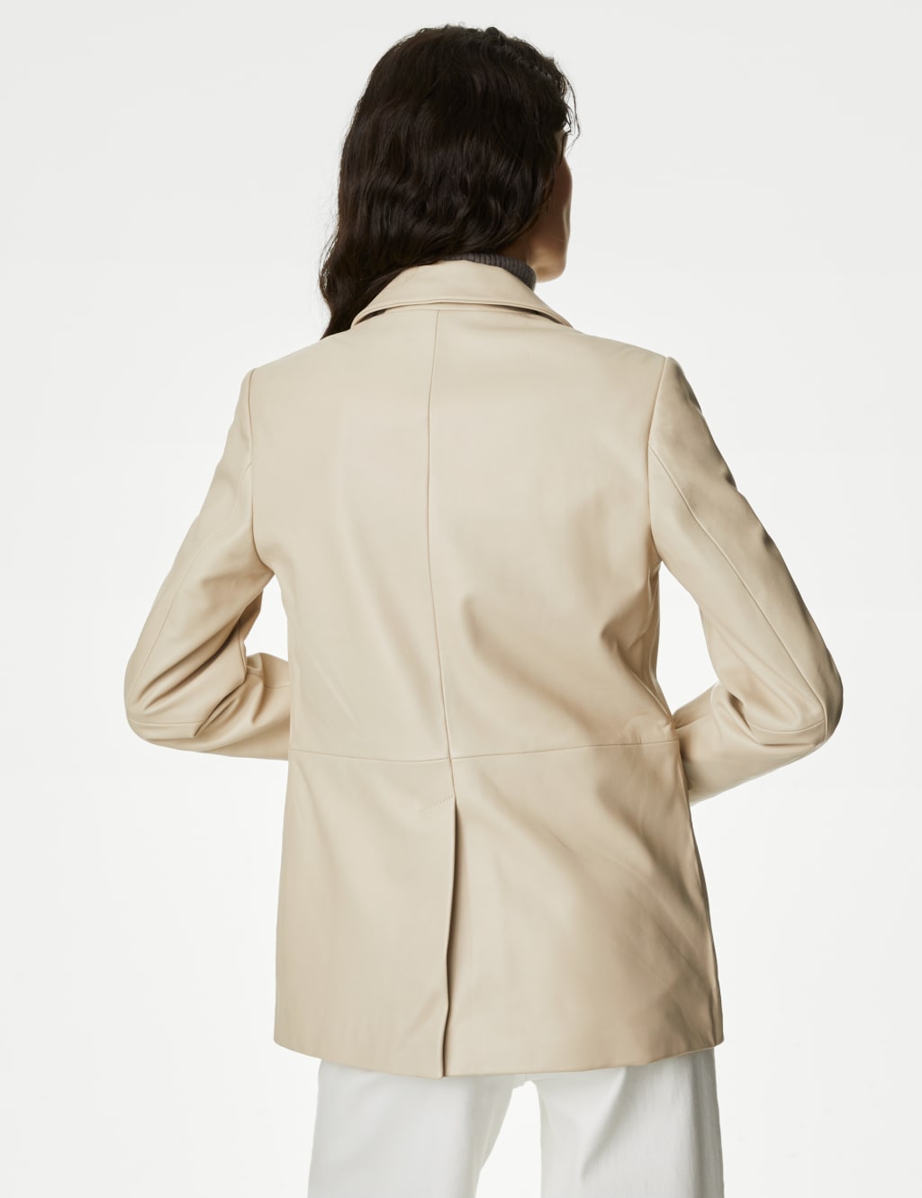 Leather Relaxed Single Breasted Blazer image 6